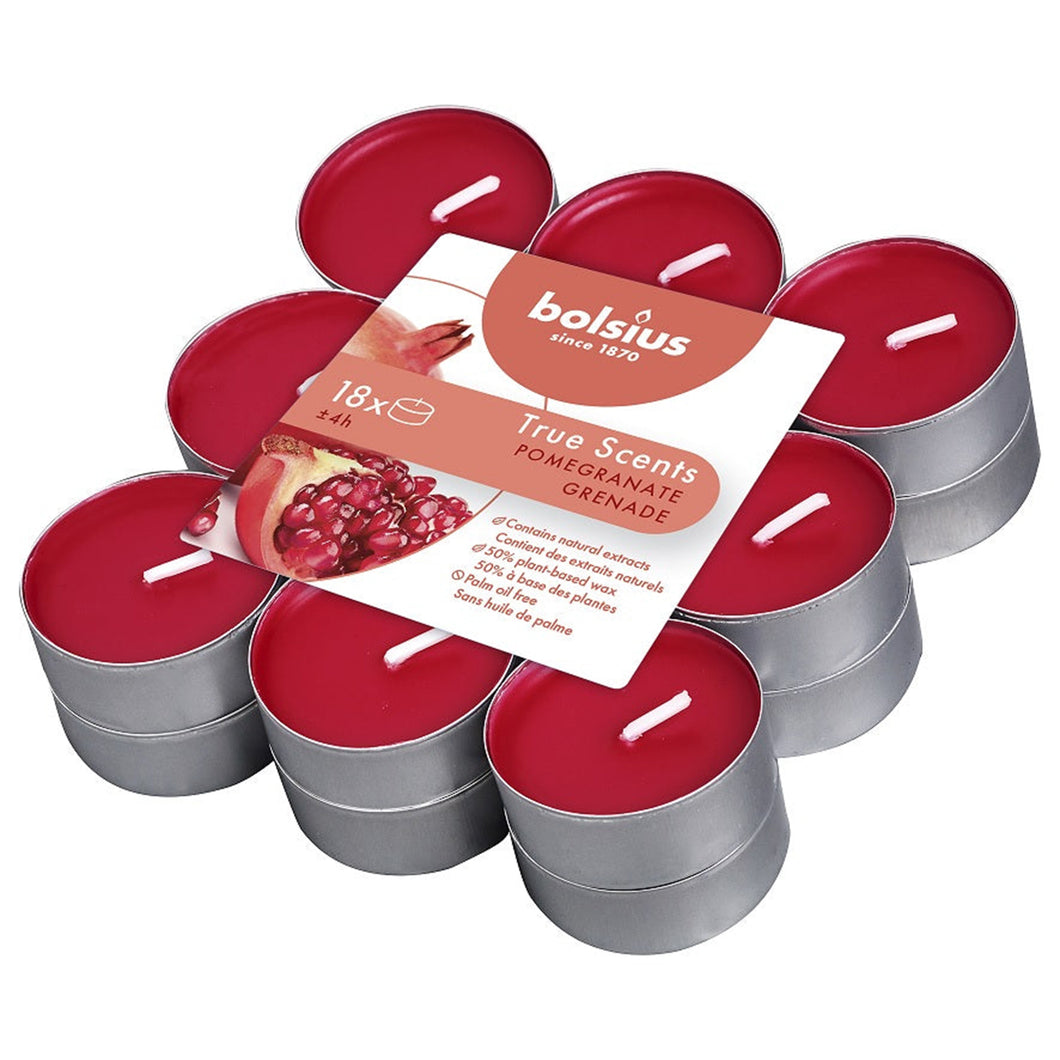 Bolsius True Scents Pomegranate Tealight Candles, Scented - Pack of 18