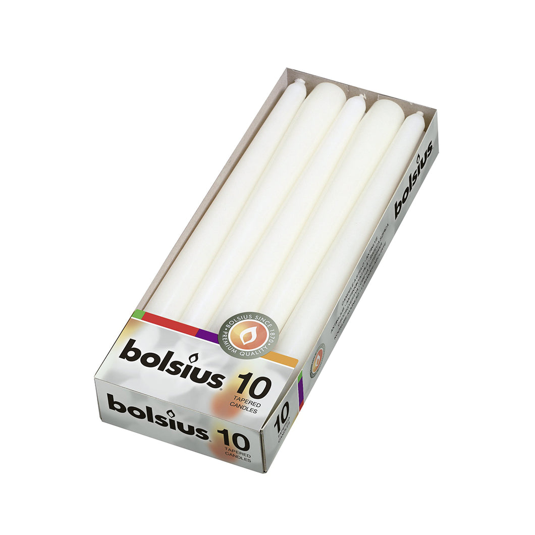 Bolsius Box of 10 Tapered Candles 245/24mm - Available in different colors