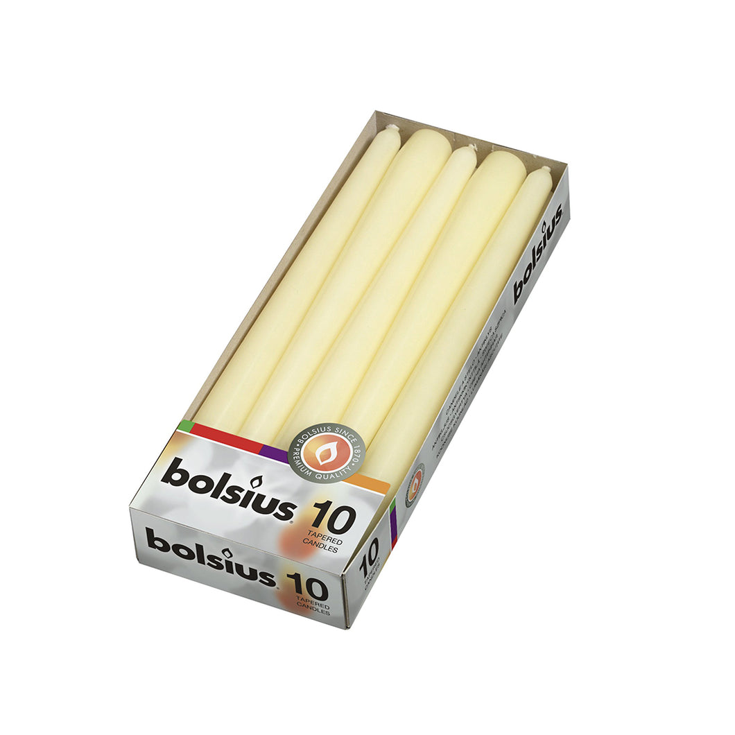 Bolsius Box of 10 Tapered Candles 245/24mm - Available in different colors