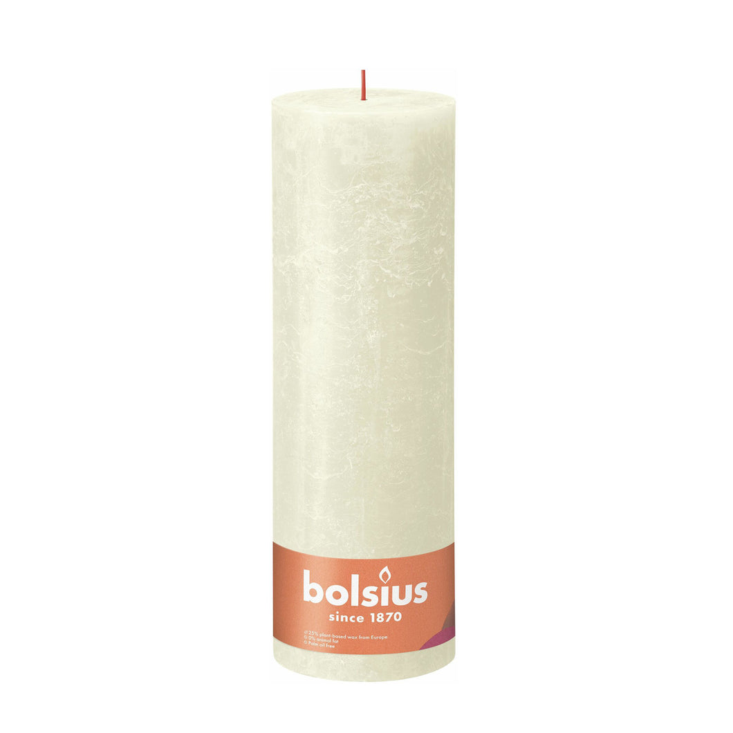 Bolsius Shine Rustic Pillar Candle, Soft Pearl - 300/100mm