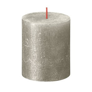 Bolsius Shimmer Small Rustic Pillar Candle, Champagne - 80/68mm