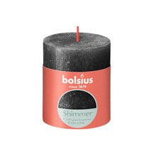 Load image into Gallery viewer, Bolsius Shimmer Small Rustic Pillar Candle, Anthracite - 80/68mm
