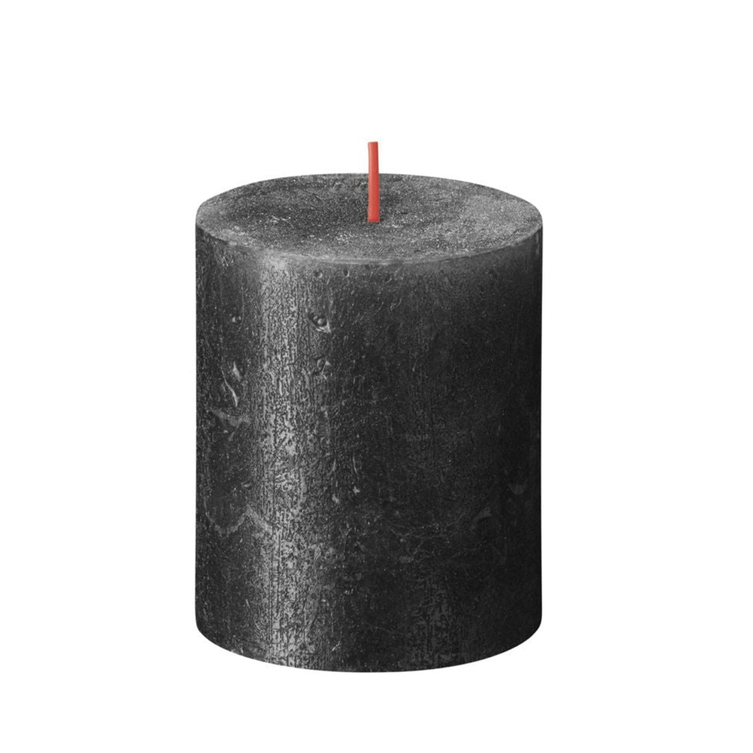 Bolsius Shimmer Small Rustic Pillar Candle, Anthracite - 80/68mm