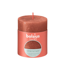 Load image into Gallery viewer, Bolsius Shimmer Small Rustic Pillar Candle, Copper - 80/68mm
