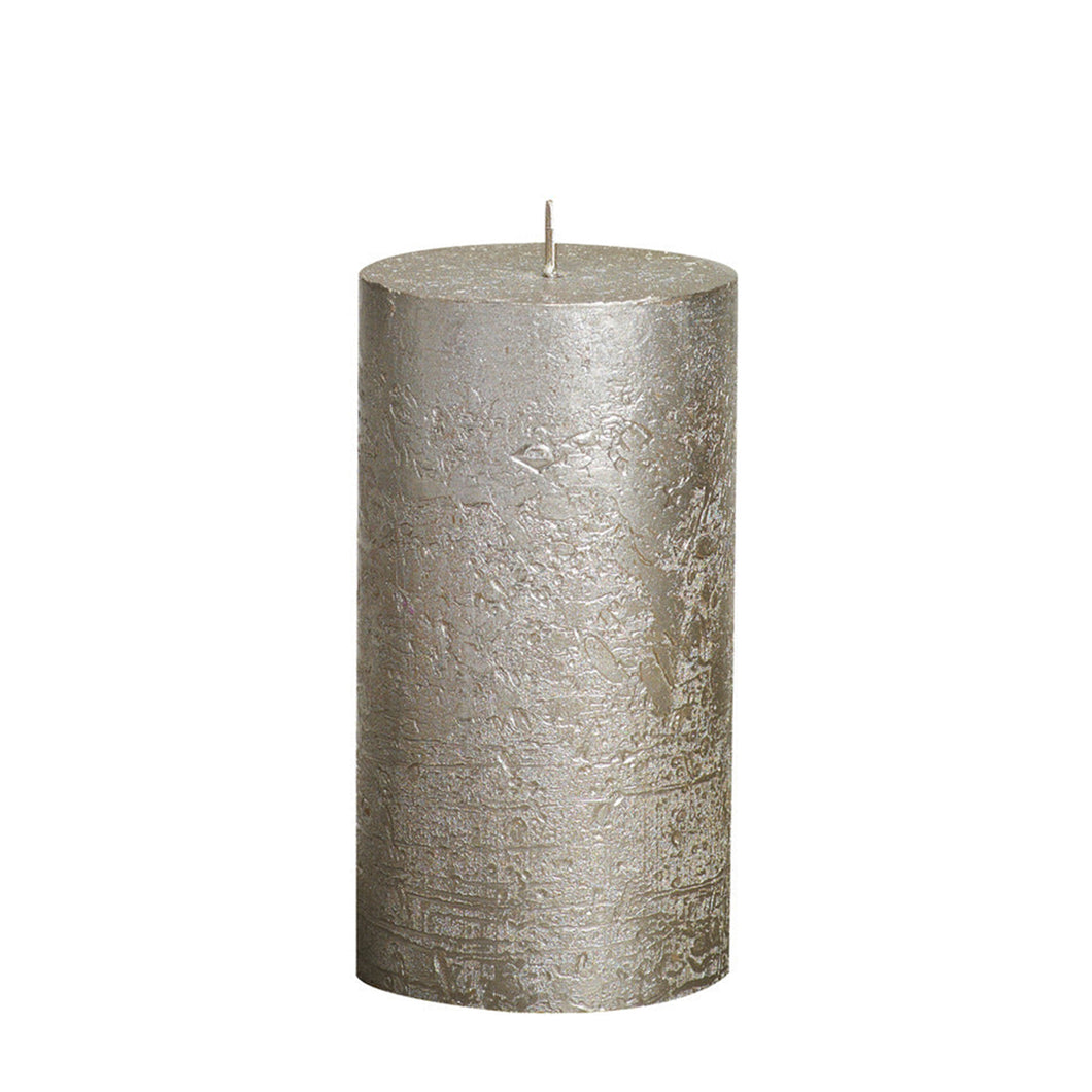 Bolsius Shimmer Medium Rustic Pillar Candle, Champagne - 130/68mm