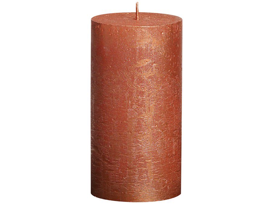 Bolsius Shimmer Medium Rustic Pillar Candle, Copper - 130/68mm
