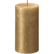 Load image into Gallery viewer, Bolsius Shimmer Medium Rustic Pillar Candle, Gold - 130/68mm

