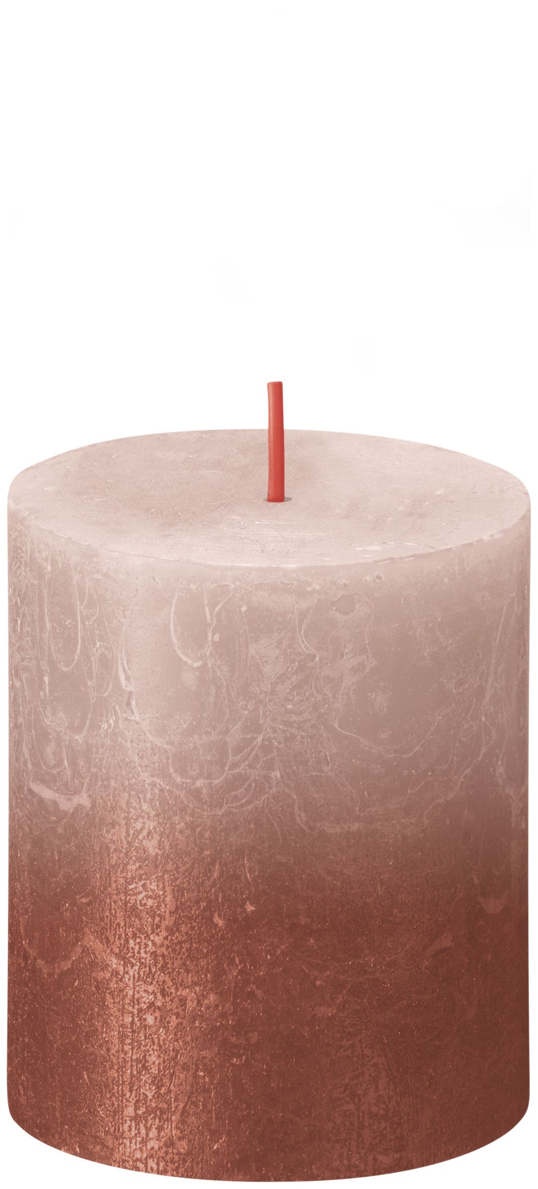Bolsius Sunset Small Rustic Pillar Candle, Misty Pink & Amber - 80/68mm