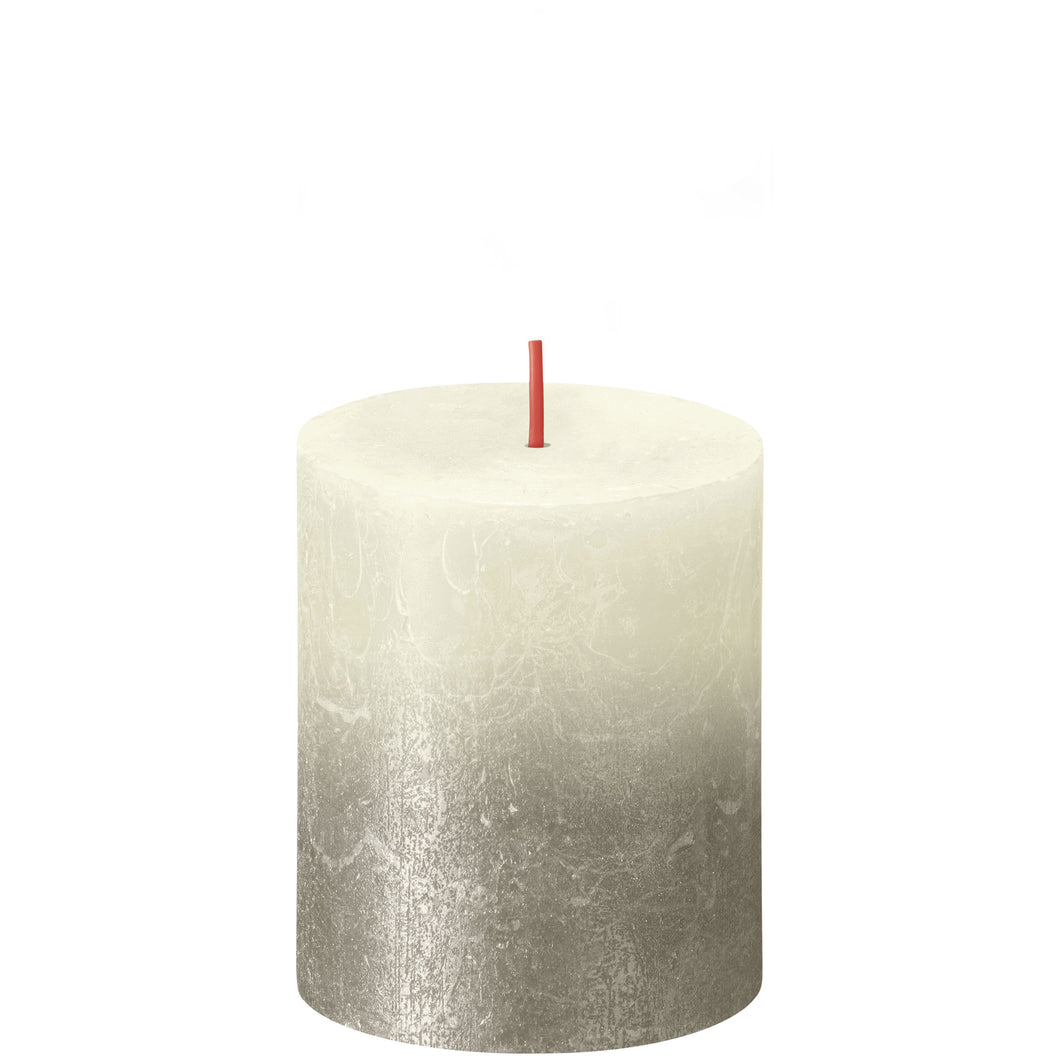 Bolsius Sunset Small Rustic Pillar Candle, Soft Pearl & Champagne - 80/68mm