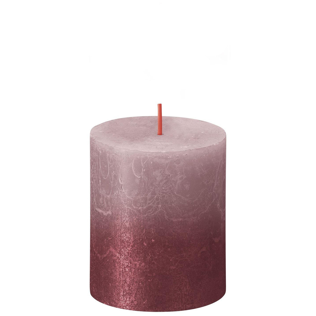 Bolsius Sunset Small Rustic Pillar Candle, Ash Rose & Red - 80/68mm