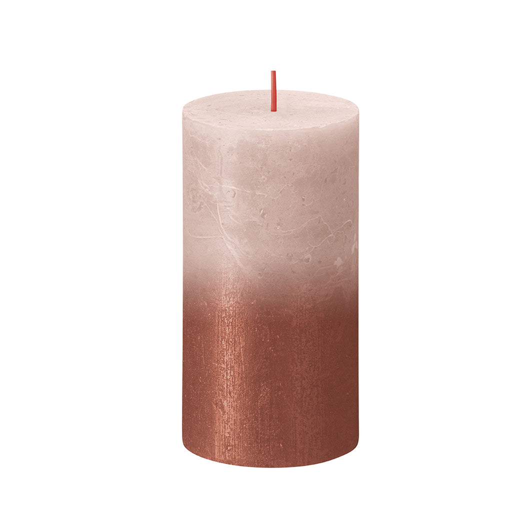 Bolsius Sunset Medium Rustic Pillar Candle, Misty Pink & Amber - 130/68mm
