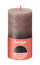 Load image into Gallery viewer, Bolsius Sunset Medium Rustic Pillar Candle, Creamy Caramel &amp; Anthracite - 130/68mm
