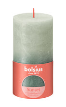 Load image into Gallery viewer, Bolsius Sunset Medium Rustic Pillar Candle, Foggy Green &amp; Oxid Blue - 130/68mm
