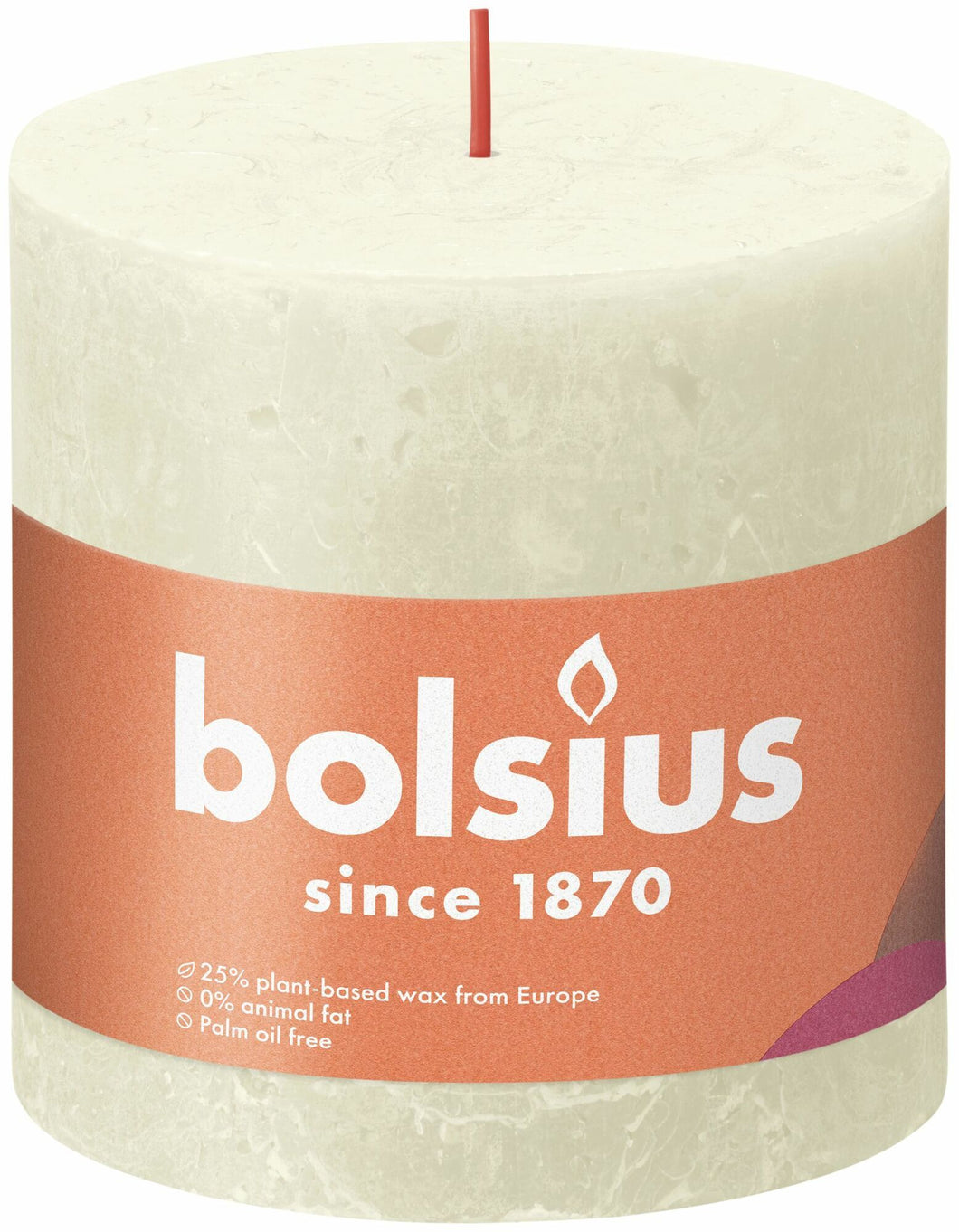 Bolsius Shine Rustic Pillar Candle, Soft Pearl - 100/100mm