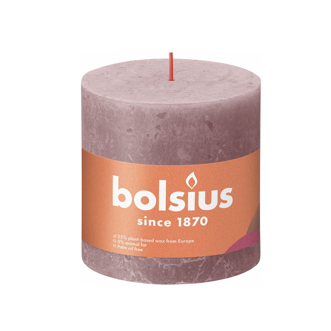Bolsius Rustic Pillar Candle, Ash Rose - 100/100mm