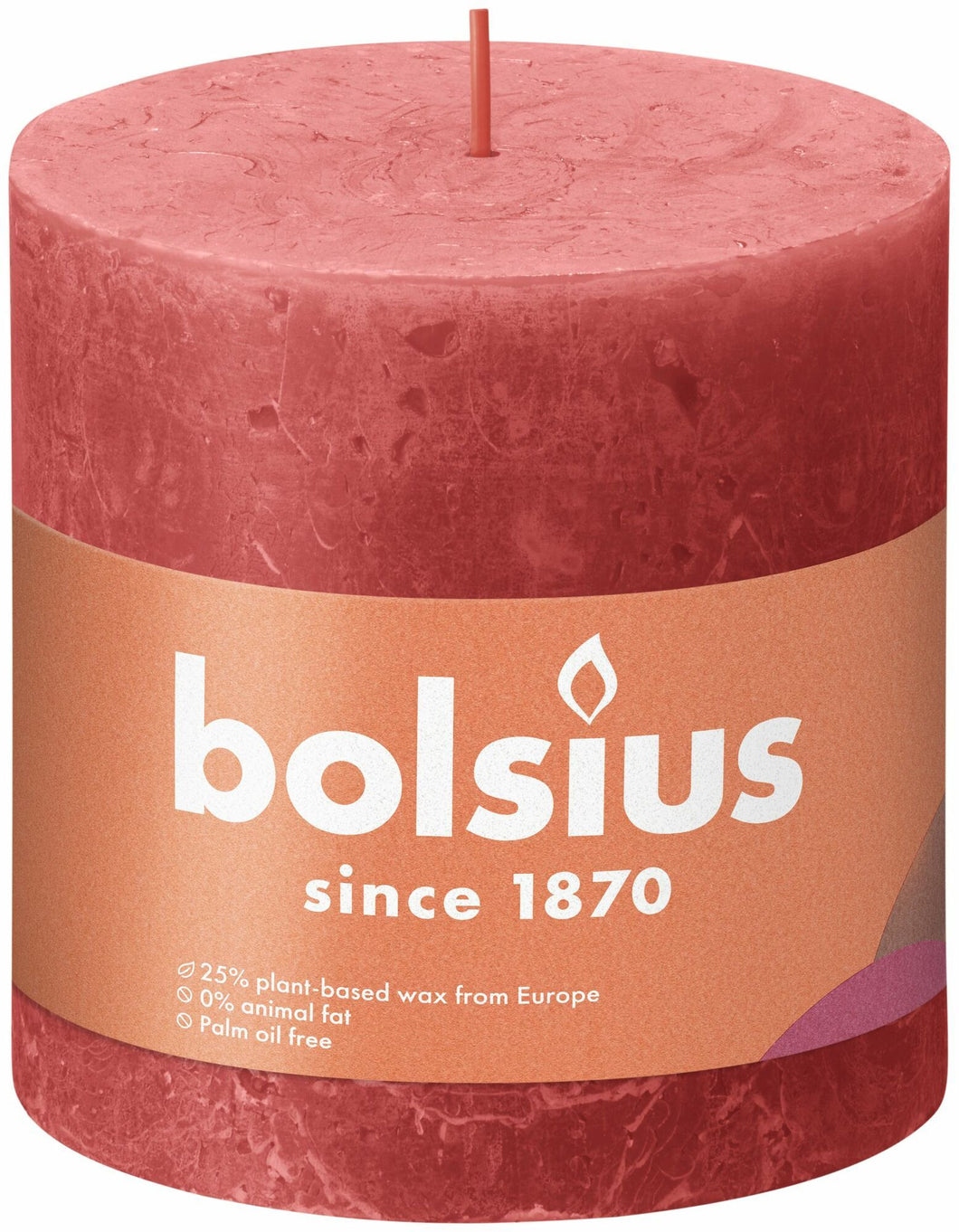 Bolsius Shine Rustic Pillar Candle, Blossom Pink - 100/100mm