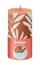 Load image into Gallery viewer, Bolsius Silhouette Medium Rustic Pillar Candle, Printed Rusty Pink- 130/68mm
