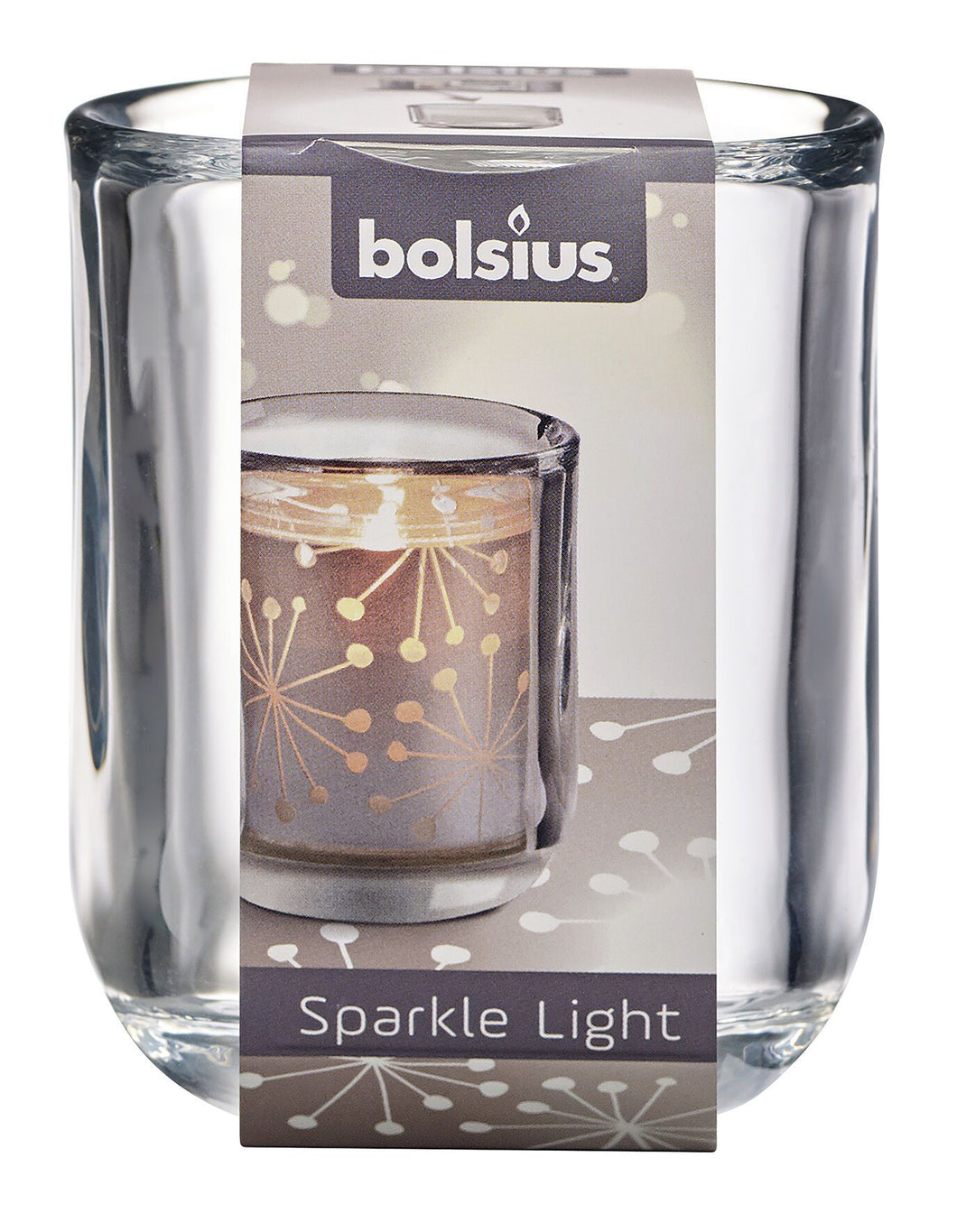 Bolsius Sparkle Light Glass Candle Holder, 87/71mm