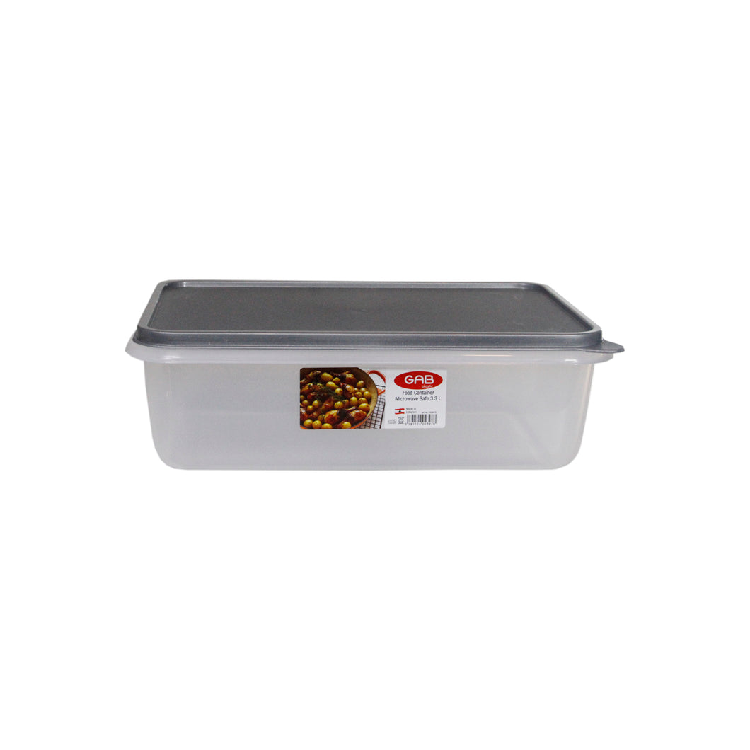 Gab Plastic Rectangular Food Containers Microwave Safe - 3.3 Liters,  Available in several colors