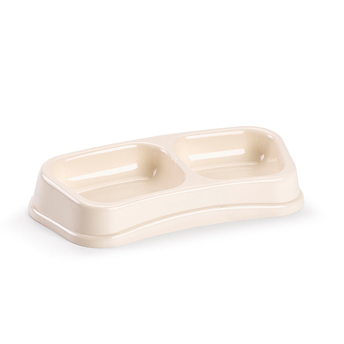 Plastic Forte Square Double Pet Food & Water Bowl - Available in different sizes & colors