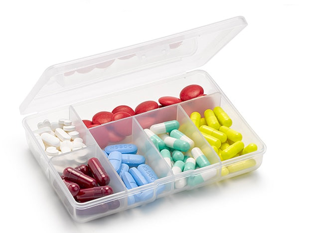 Plastic Forte Travel Pill Organizer & Medicine Dispenser - 6 Compartments