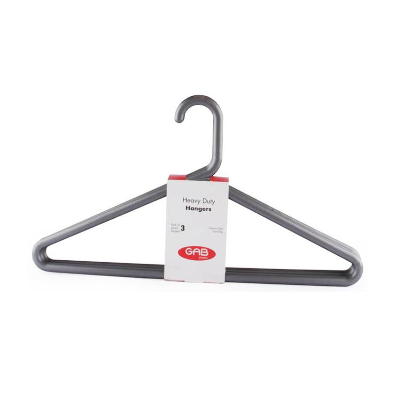 Gab Plastic Set of 3 Heavy Duty Adult Hangers - Available in