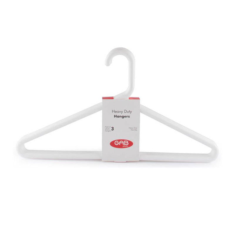 Gab Plastic Set of 3 Heavy Duty Adult Hangers - Available in several colors