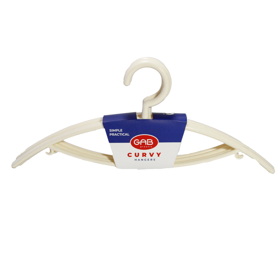 Gab Plastic Curvy Set of 5 Adult Hangers - Beige