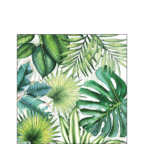 Ambiente Tropical Leaves White Napkins -  Available in 2 sizes