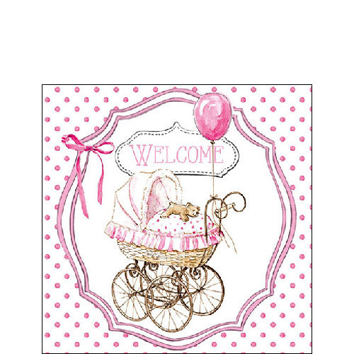 Ambiente Welcome Baby Girl Pink Napkins -  Available in 2 sizes