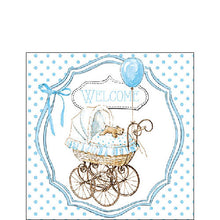 Load image into Gallery viewer, Ambiente Welcome Baby Boy Blue Napkins -  Available in 2 sizes
