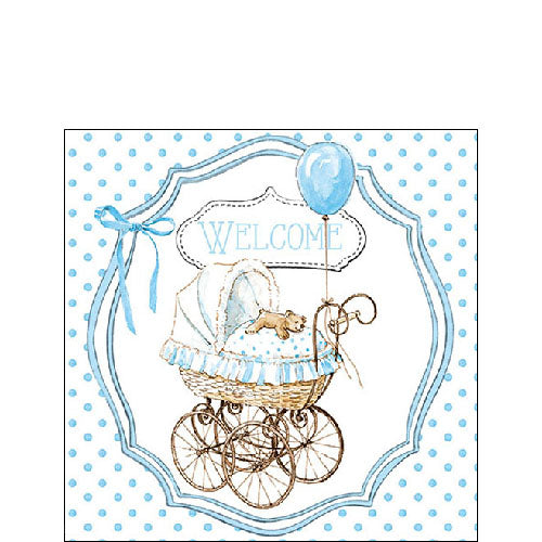 Ambiente Welcome Baby Boy Blue Napkins -  Available in 2 sizes