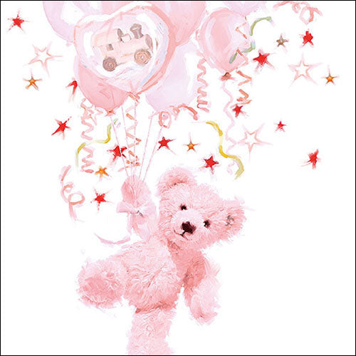 Ambiente Pink Teddy Bear Baby Girl Napkins - Large