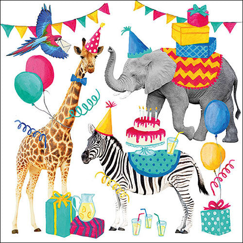 Ambiente Animal Birthday Blue Napkins -  Available in 2 sizes
