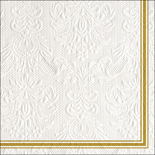 Ambiente Embossed Napkins Elegance Lea White/Gold - Large