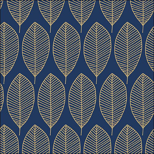 Ambiente Oval Leaves Royal Blue/Gold Napkins - Large