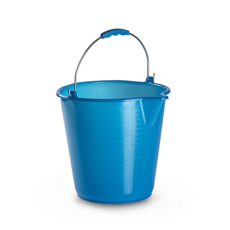 Plastic Forte Bucket with Metal Handle & Spout, 12L - Aqua Blue