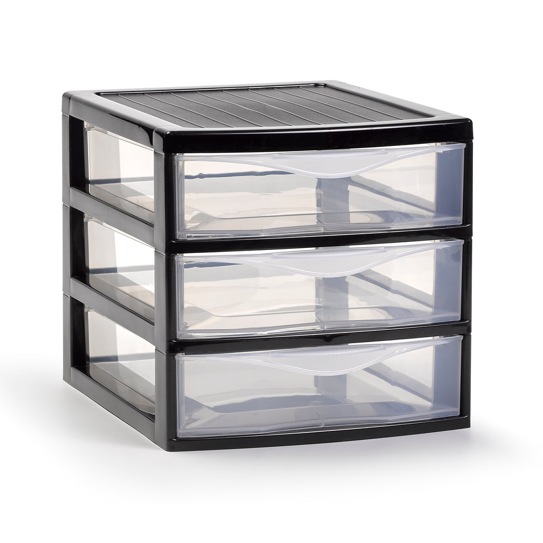 Plastic Forte Guadiana Easy Chest of 3 Drawers/ Storage Unit - Black