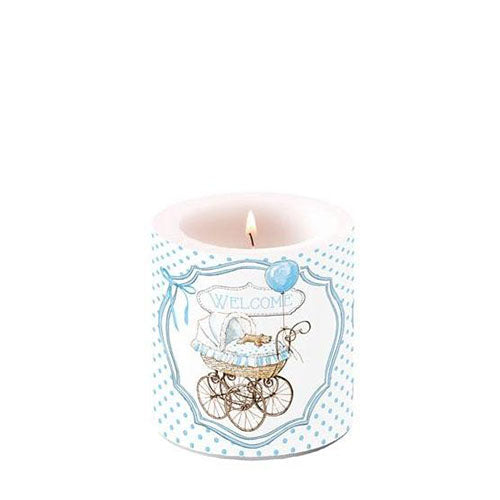 Ambiente Welcome Baby Boy Candle, Blue - Unscented