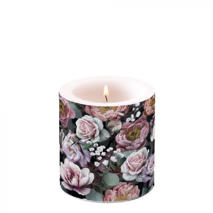 Ambiente Vintage Flowers Black Candle - Available in 2 sizes