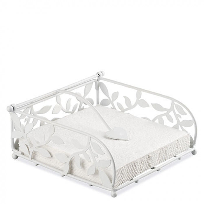 Ambiente Large Metal Napkin Holder with Branch Design, White