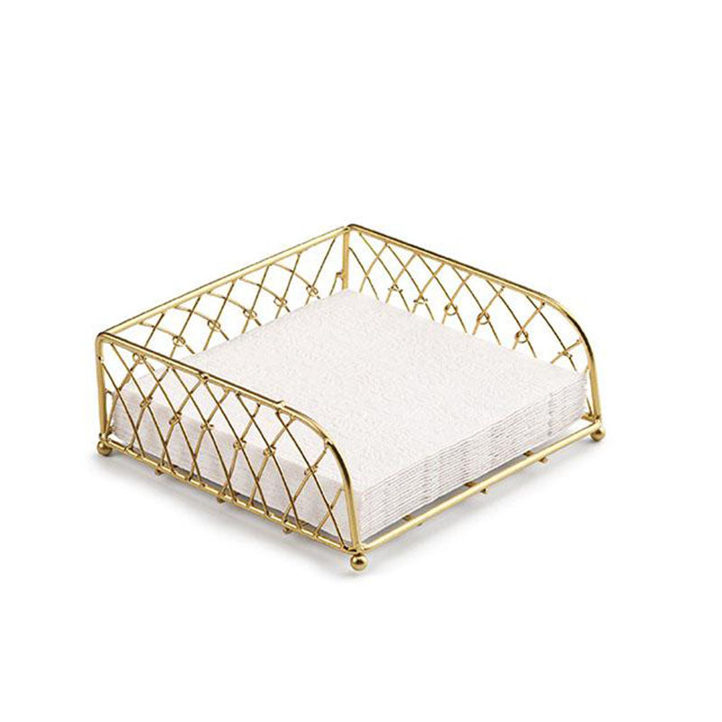Ambiente Large Metal Golden Napkin Holder with Knotted Wire Design