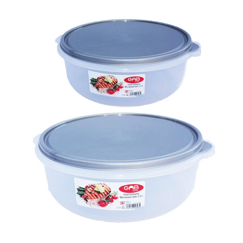 Gab Plastic Set of 2 Round Food Container Microwave Safe - Available in several colors