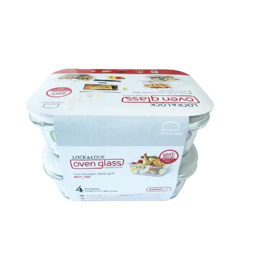 Lock&Lock Set of 2 Glass Containers - 630ml