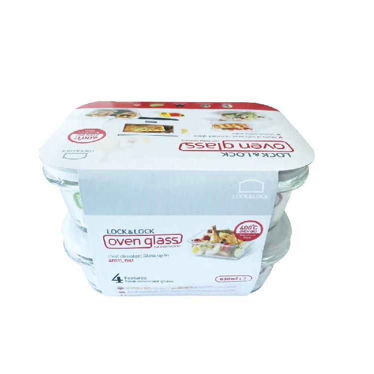 Lock&Lock Set of 2 Glass Containers - 630ml