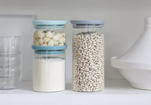 Load image into Gallery viewer, Brabantia Stackable Glass Jars Set of 3 - 0.3, 0.6 &amp; 1.1L, Different Color Lids
