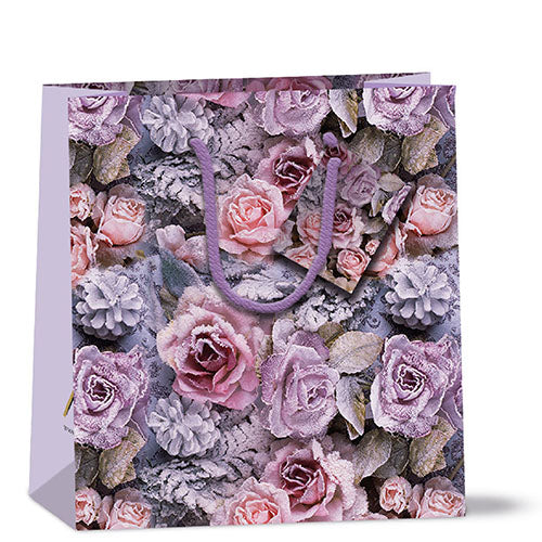 Ambiente Gift Bag Winter Roses - 22x13x25cm