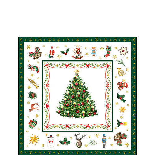 Ambiente Christmas Evergreen White Napkins -  Available in 2 sizes