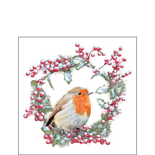 Ambiente Robin In Wreath Napkins - Available in 2 sizes