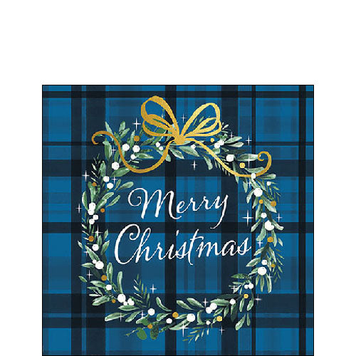 Ambiente Christmas Plaid Blue Napkins -  Available in 2 sizes